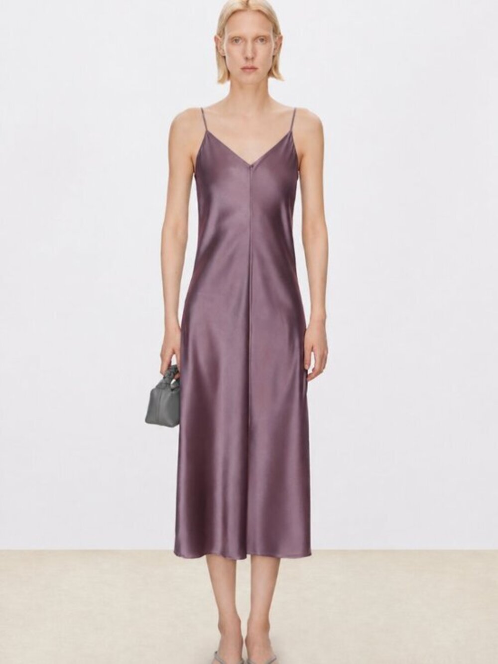 CHICJOC Purple Japanese Triacetate Double-cotton Satin Cami Dress size 40
